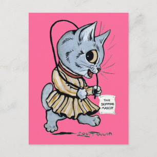 Cartão Postal Garota do gato, Louis Wain