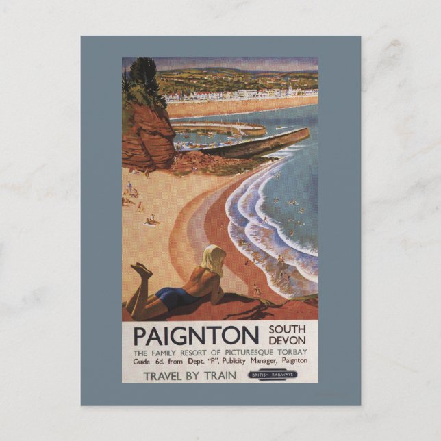 Cartão Postal Garota dos Caminhos de Ferro Britânicos Olhando po (Frente)