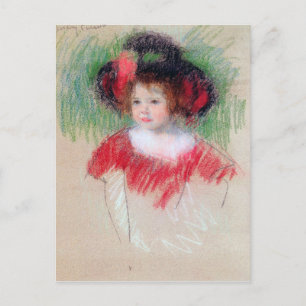 Cartão Postal Garota em Big Bonnett e Red Vress, Mary Cassatt