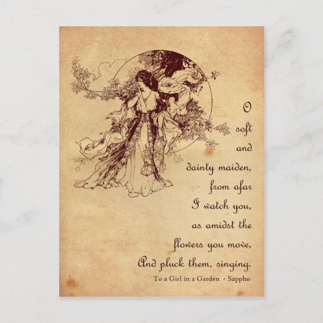 Cartão Postal Garota em um Jardim (Frente)