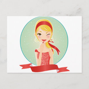 Cartão Postal Garota em vermelho
