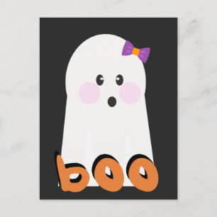 Cartão Postal Garota Fantasma Fofa com Laço