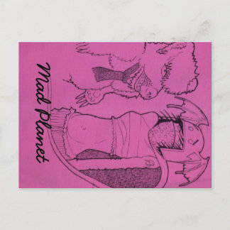 Cartão Postal Garota Fantasma Rosa e Urso Zangado