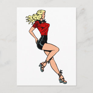 Cartão Postal Garota Glamourosa Vintage ao Lado, Loira Explosiva