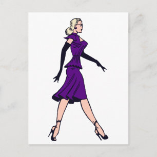 Cartão Postal Garota Glamourosa Vintage, Secretária Loira Retrô
