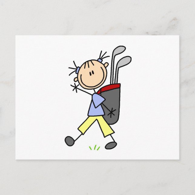 Cartão Postal Garota Golfer com pano e pano (Frente)