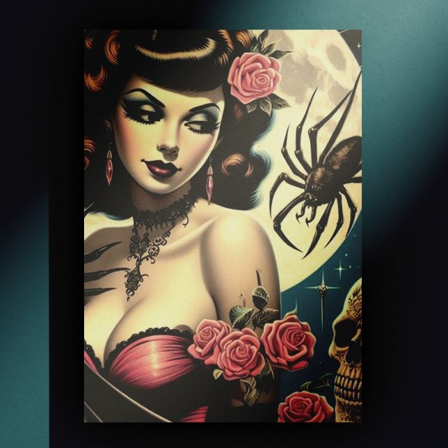 Cartão Postal Garota Gótica Vintage Fofo (Criador carregado)