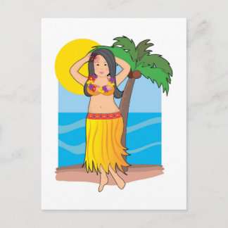 Cartão Postal garota hawaiana hula