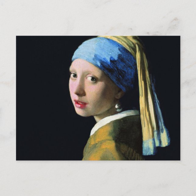 Cartão Postal Garota Jan Vermeer Com Arte Barroca De Pérola (Frente)