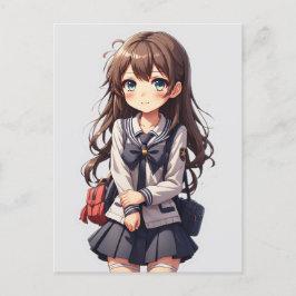 Cartão Postal Garota japonesa da escola de animação