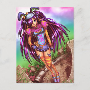 Cartão Postal Garota japonesa de animação