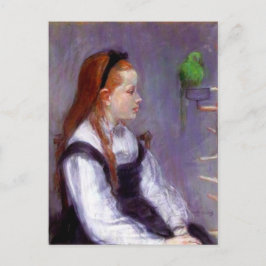 Cartão Postal Garota jovem com papagaio, Berthe Morisot.