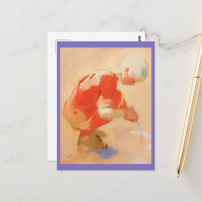 Cartão Postal Garota na areia, Helene Schjerfbeck (Frente/Verso In Situ)