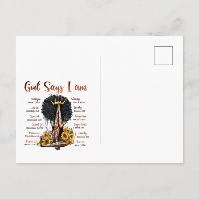 Cartão Postal Garota Negra Magia Aniversário Sista Melanin Mulhe (Verso)