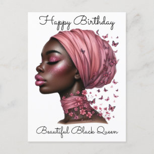 Cartão Postal Garota Negra Magia Aniversário Sista Melanin Mulhe