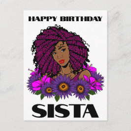 Cartão Postal Garota Negra Magia Aniversário Sista Melanin Mulhe