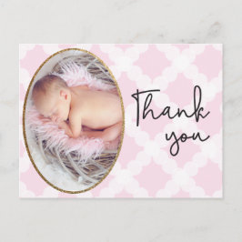 Cartão Postal Garota Obrigado Pink Baby Photo Birt Anúncio