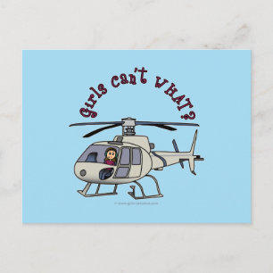 Cartão Postal Garota-Piloto Helicóptero Leve