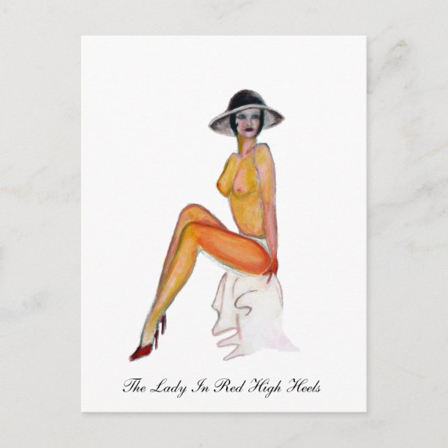 Cartão Postal garota pinup estilo vintage (Frente)