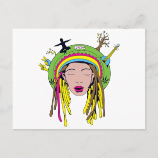 Cartão Postal garota rasta hippie