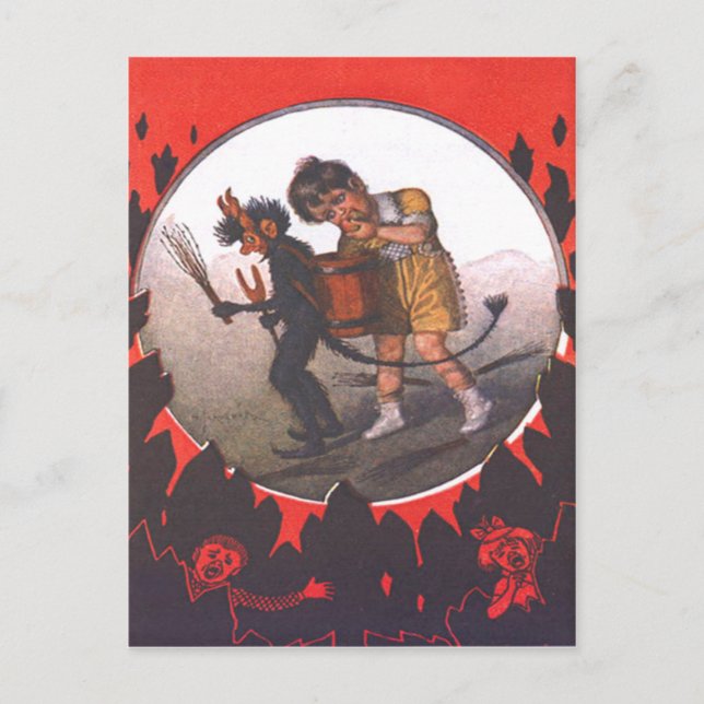 Cartão Postal Garota Roubando Maçã De Krampus (Frente)