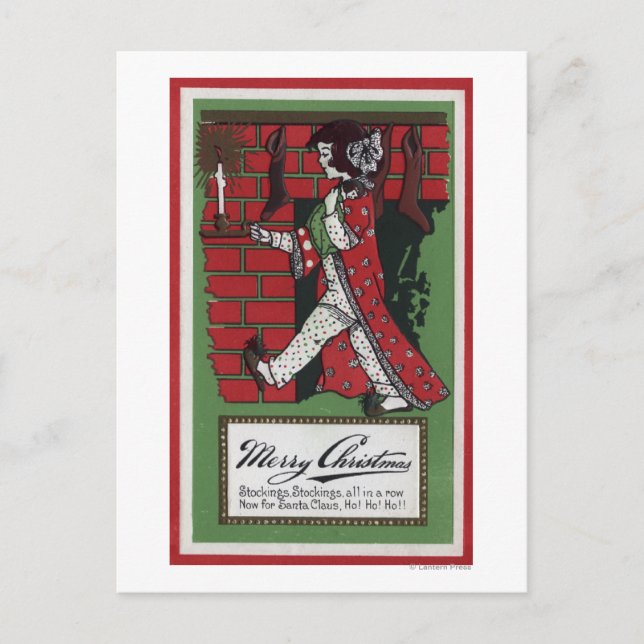 Cartão Postal Garota segurando boneca e castiçal (Frente)