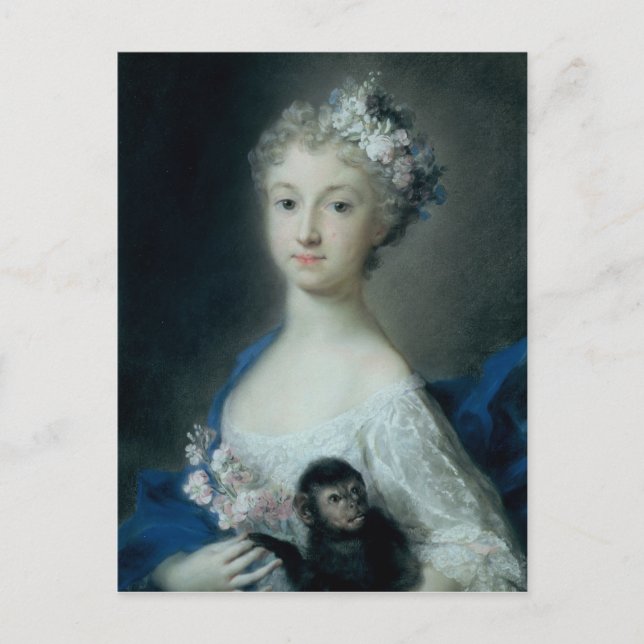 Cartão Postal Garota segurando um macaco (Frente)