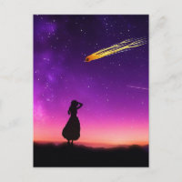 Garota Silhueta Vê Acidente Meteoro Na Terra