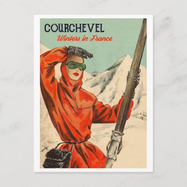 Cartão Postal Garota sofisticada de Courchevel (Frente)