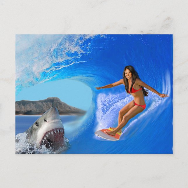 CARTÃO POSTAL GAROTA SURFISTA ESCAPA (Frente)