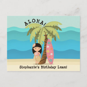 Cartão Postal Garota Surfista Havaiana