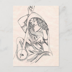 Cartão Postal Garota tocando violão