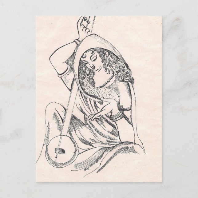 Cartão Postal Garota tocando violão (Frente)