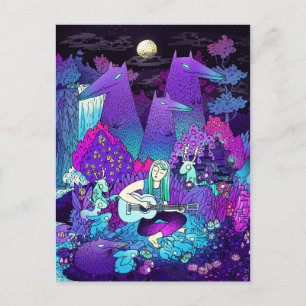 Cartão Postal Garota tocando violão