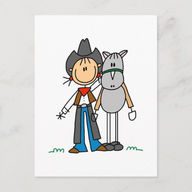 Cartão Postal Garota-Vaca com Camisetas de Cavalo (Frente)