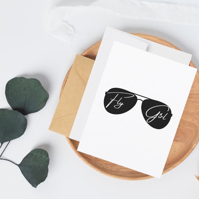 Cartão Postal Garota Voadora,Óculos de Sol de Aviador Preto,Nasc (Criador carregado)