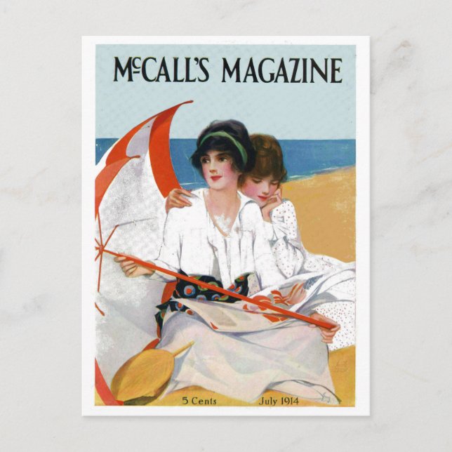 Cartão Postal Garotas Antigas na Praia (Frente)