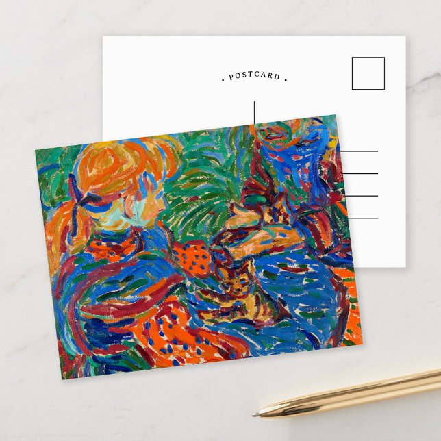 Cartão Postal Garotas Brincando com Gatos | Ernst Ludwig Kirchne (Criador carregado)