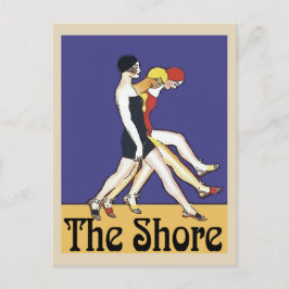 Cartão Postal Garotas caminhando na praia de Jersey, estilo de v