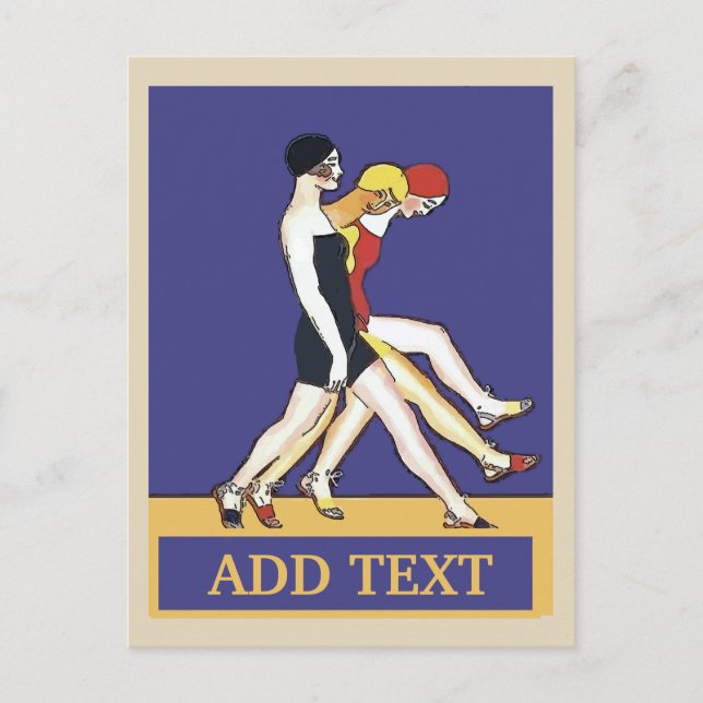 Cartão Postal Garotas caminhando na praia de Jersey, estilo de v (Frente)