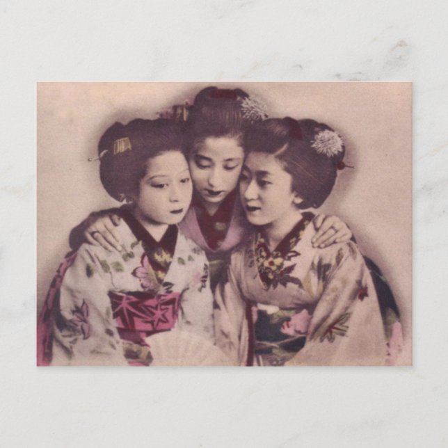 Cartão Postal Garotas geisha japonesas, 1900 (Frente)