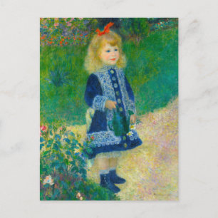 Cartão Postal Garotinha de Renoir em azul com lata de água