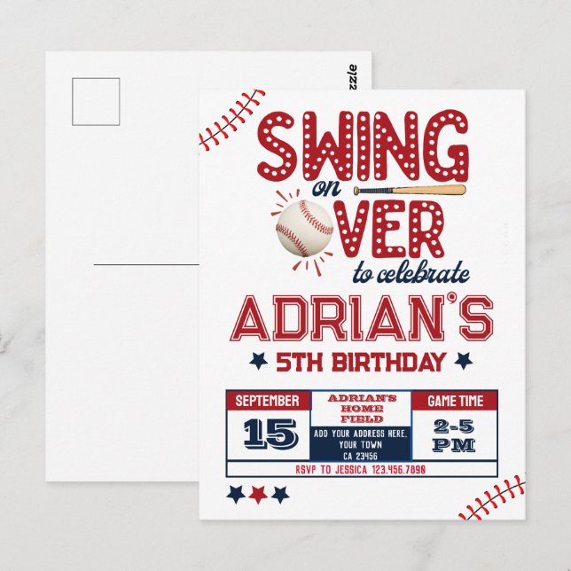 Cartão Postal Garoto aniversariante de beisebol (Frente/Verso)