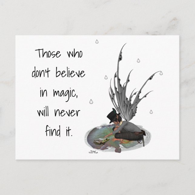 Cartão Postal Garoto Chuva Fada Com Cartão-De-Sapo (Frente)