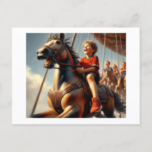 Cartão Postal Garoto em Carrossel,