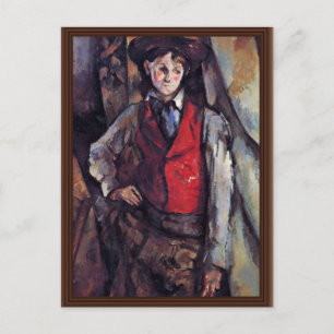 Cartão Postal Garoto Em Um Casaco Vermelho, Por Paul Cézanne