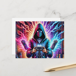 Cartão Postal Garoto gamer colorido legal