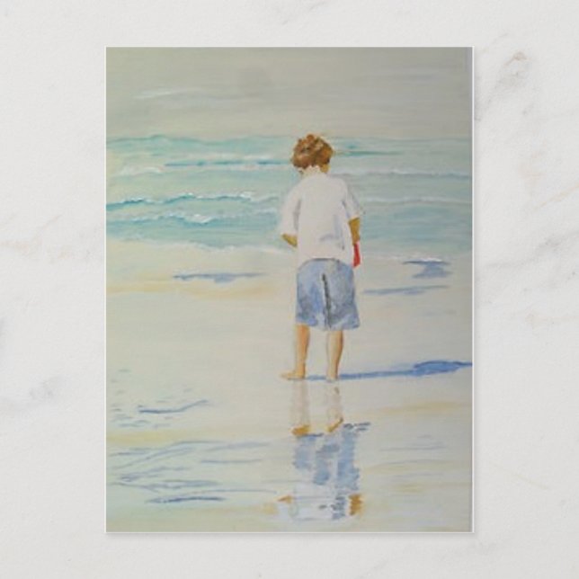 Cartão Postal garoto na praia (Frente)