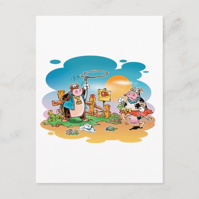 Cartão Postal Garotos de vaca e raparigas de vaca (Frente)