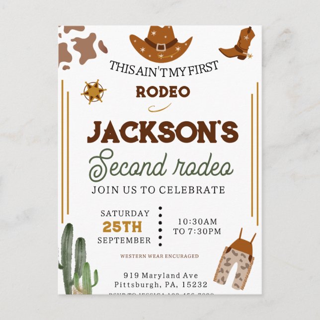 Cartão Postal Garotos Não São Meu Primeiro Rodeio de Cowboy Aniv (Frente)